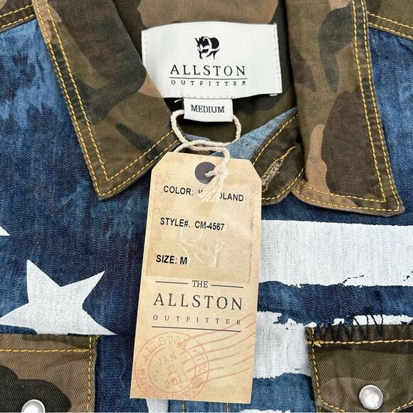 Allston Outfitter Deadstock Fatigue Camo Denim Western Pearl Shirt NWT M - Picture 4 of 8